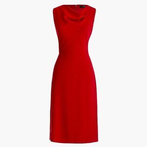 New J Crew Women Red Color Cowl Neck Dress Size T2
